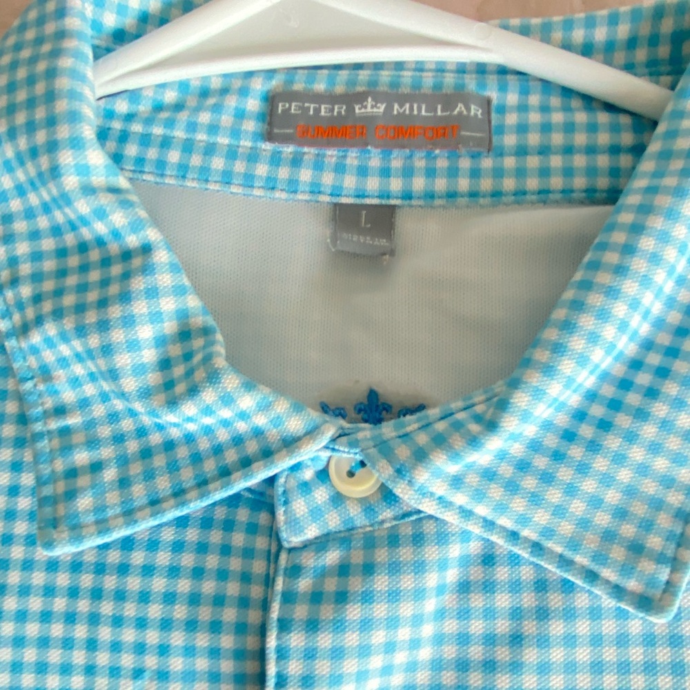 Peter Millar Blue Gingham Men's Shirt/Sea Island golf